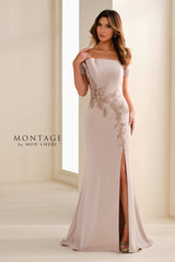 Montage M3113 Long Formal Beaded Lace Applique Evening Dress