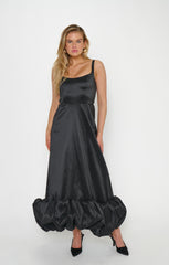 Rebecca Midi Dress ~ Black Taffeta