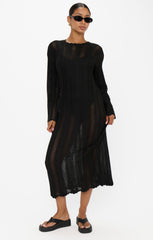 Packable Maxi Pullover ~ Black Crochet