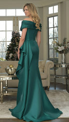 Marsoni MV1354 Ruffle Long Mermaid Formal Pleated Evening Dress