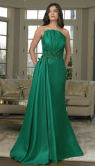 Marsoni MV1356 Beaded Applique Long Formal Evening Pleated Dress