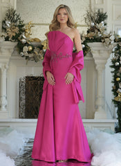 Marsoni MV1356 Beaded Applique Long Formal Evening Pleated Dress