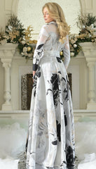 Marsoni MV1367 Long Formal Printed A Line Mother Of the Bride Dress