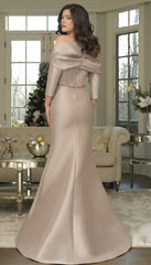 Marsoni MV1374 Beaded Long Fitted Floral Applique Formal Dress
