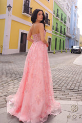 Nox Anabel T1332 A Line Long Formal Floral Print Prom Dress