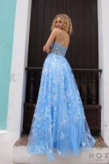 Nox Anabel T1332 A Line Long Formal Floral Print Prom Dress