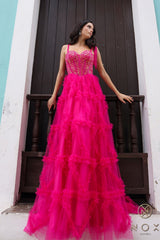 Nox Anabel T1340 Long Beaded Formal A Line Prom Gown