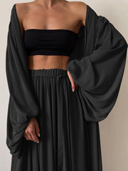 Elegant And Sexy Solid Color Three Piece Set
