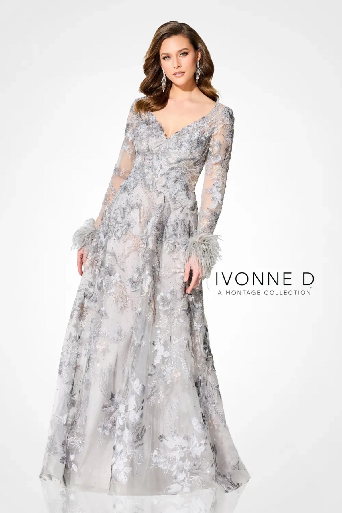 Ivonne D ID307 Long Sleeve Mother of the Bride Formal Dress