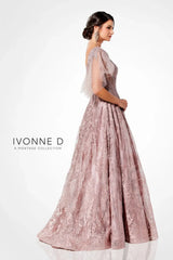 Ivonne D 120D10 Lace Pleated Evening Formal Dress