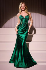 Luana Gown - Stretch Satin Hot Stone Dress