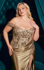 PHILIPPA GOWN - OFF THE SHOULDER LACE & SATIN DRESS