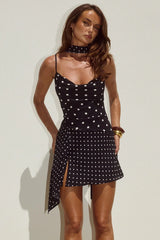 Alora Mini Dress - Black/White Polka