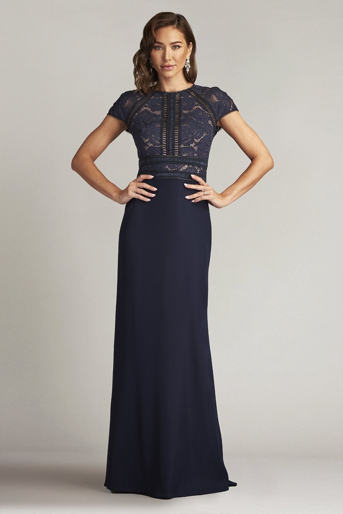 Tadashi Shoji ALG17705LXZ Fitted Long Floral Lace Formal Evening Dress