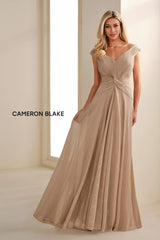Cameron Blake 221694 Metallic Long Formal A Line Evening Dress