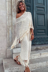 Stylish Tassel Hollow Out Shawl Cloak