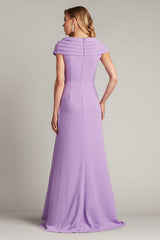 Tadashi Shoji BOS24740L Pleated Long Ruffle Slit Prom Dress