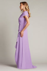Tadashi Shoji BOS24740L Pleated Long Ruffle Slit Prom Dress
