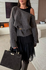 Upper East Chic Knit Wide Neck Long Sleeve Relaxed Sweater