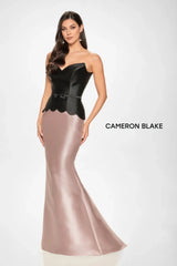 Cameron Blake CB206 Long Mermaid Formal Peplum Evening Dress