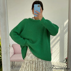 Candy Color Crewneck Trendy Pullover Sweater - Beige