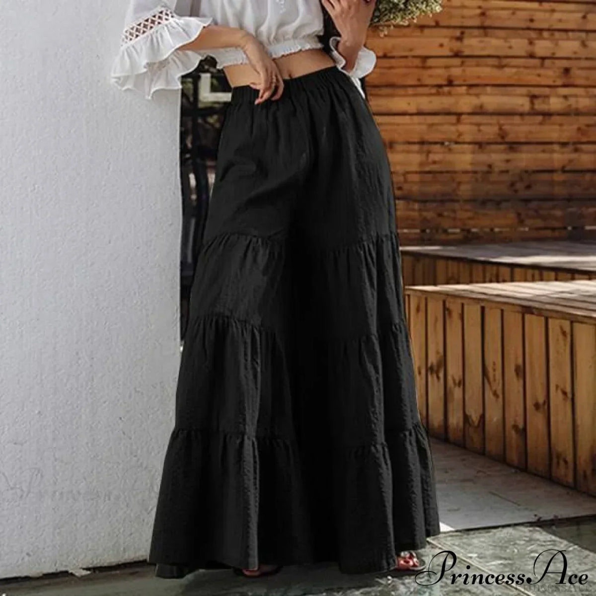 Casual Elastic Waist Long Solid Pants