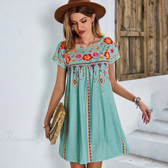 Casual O-neck Cotton Boho Dress