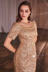LaDivine CB151 Long Formal Sequin Mother of the Bride Dress