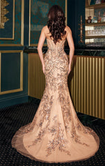 LINDEN GOWN - FLORAL SEQUIN CORSET GOWN