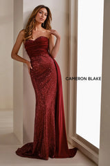 Cameron Blake CB914 Sequin Long Formal Fitted Evening Gown