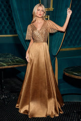 LaDivine CC447 A Line Long Formal Beaded Mother of the Bride Dress