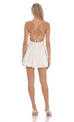 Floral Strap Fit and Flare Dress in White