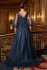 LaDivine CD0101 Long A Line Layered Formal Mother of the Bride Dress