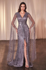 LaDivine CD0239 Long Formal Beaded Sequin Mother of the Bride Dress