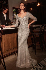 Fitted Long Formal Applique Overskirt Evening Dress by LaDivine CD7490