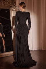 LaDivine CD788 Long Sleeve Formal Beaded Evening Gown