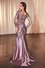 LaDivine CDS505 Long Sleeve Mother of the Bride Formal Dress