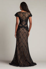 Tadashi Shoji CHR25361L Long Ruffle Formal Cap Sleeve Dress