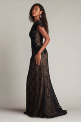Tadashi Shoji CHR25361L Long Ruffle Formal Cap Sleeve Dress