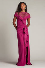 Tadashi Shoji CHR25375LB Long Formal Ruffle Mother of the Bride Dress