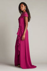 Tadashi Shoji CHR25375LB Long Formal Ruffle Mother of the Bride Dress