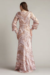 Tadashi Shoji CIH25489L 3D Long Slit Formal Evening Dress