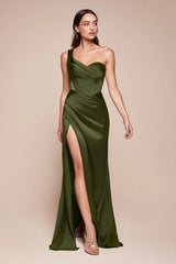 AUDRA GOWN - ONE SHOULDER LUXE SATIN CORSET DRESS