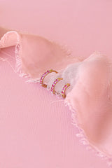Micro Crystal Hoop Earring in Pink