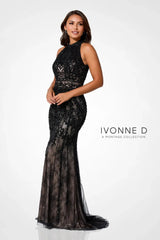 Ivonne D 218D27 Fitted Long Beaded Lace Formal Evening Dress