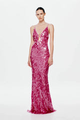 Misha Sapphire Sequin Maxi Dress - Fuchsia
