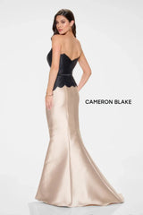 Cameron Blake CB206 Long Mermaid Formal Peplum Evening Dress
