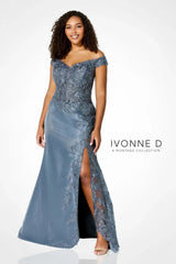 Ivonne D 221D51F Lace Overskirt Formal Long Evening Gown