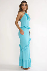 NADIA HALTER MAXI DRESS - OCEAN BLUE