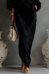 Black One-shoulder Flowing Elegant Maxi Dress